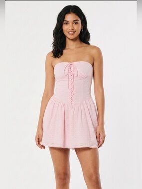 Forever 21 Pink Strapless Eyelet Dress size small